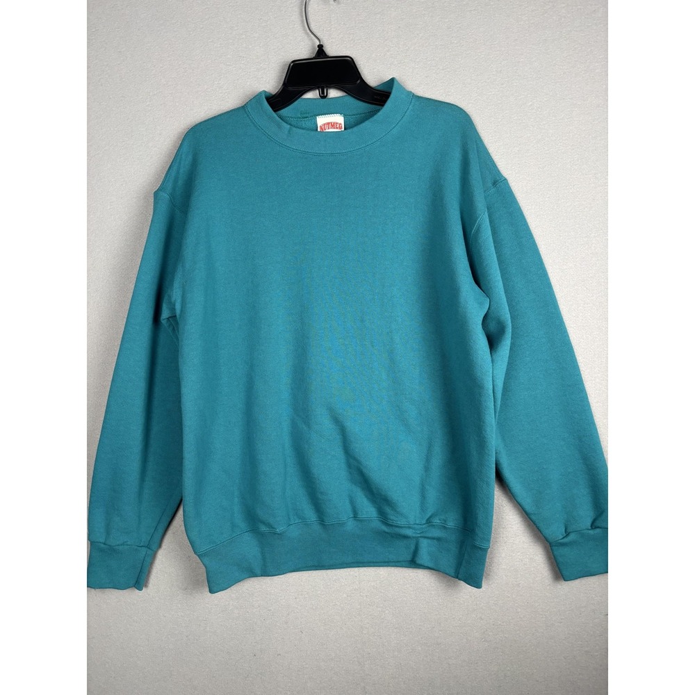 Vintage Nutmeg Mills Sweatshirt Mens Medium Teal Crewneck Pullover Made USA 90s